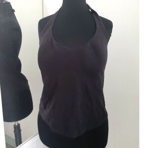 Bali Built-In Padded Bra Activewear Snap Button Halter Black  Swim Top Sz C38/85